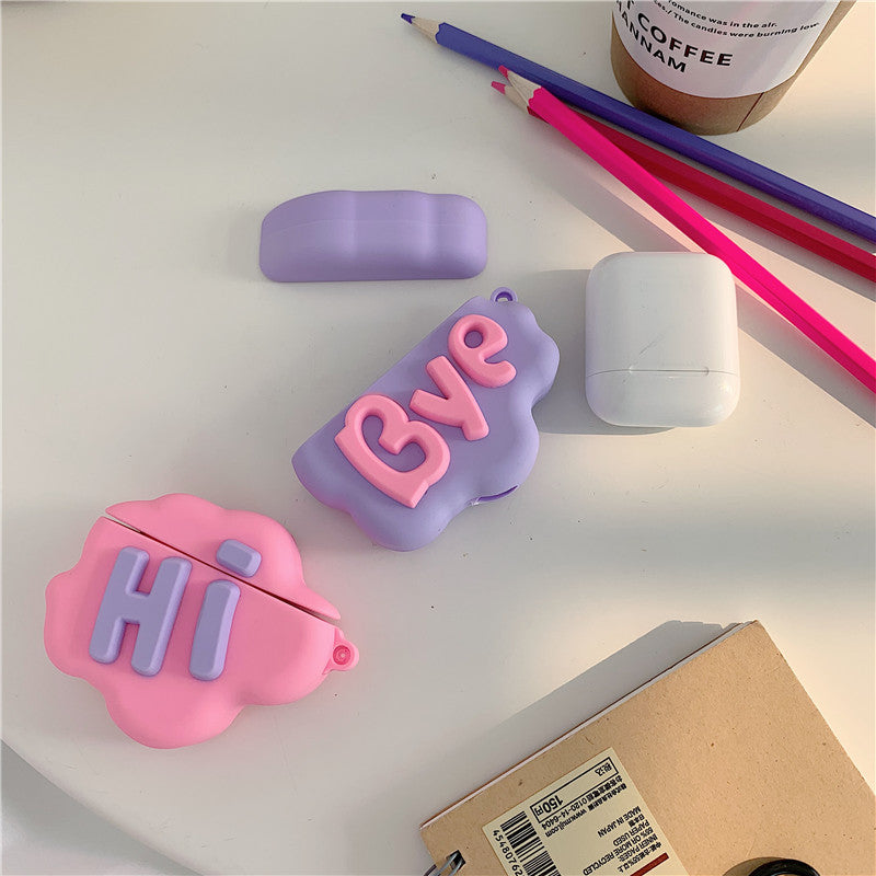 AirPod 2 Case 3D HI BYE Cloud Letter Cartoon Soft Silicone Wireless Earphone Cases For Apple Airpods Case Cute Cover Image