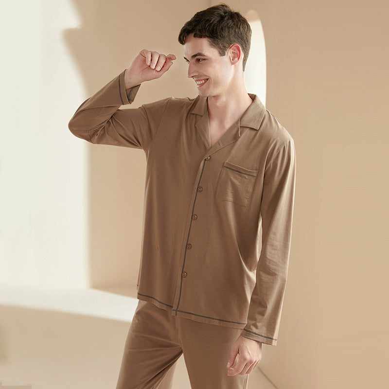 Men's Casual Long Sleeved Trousers Pajamas Image