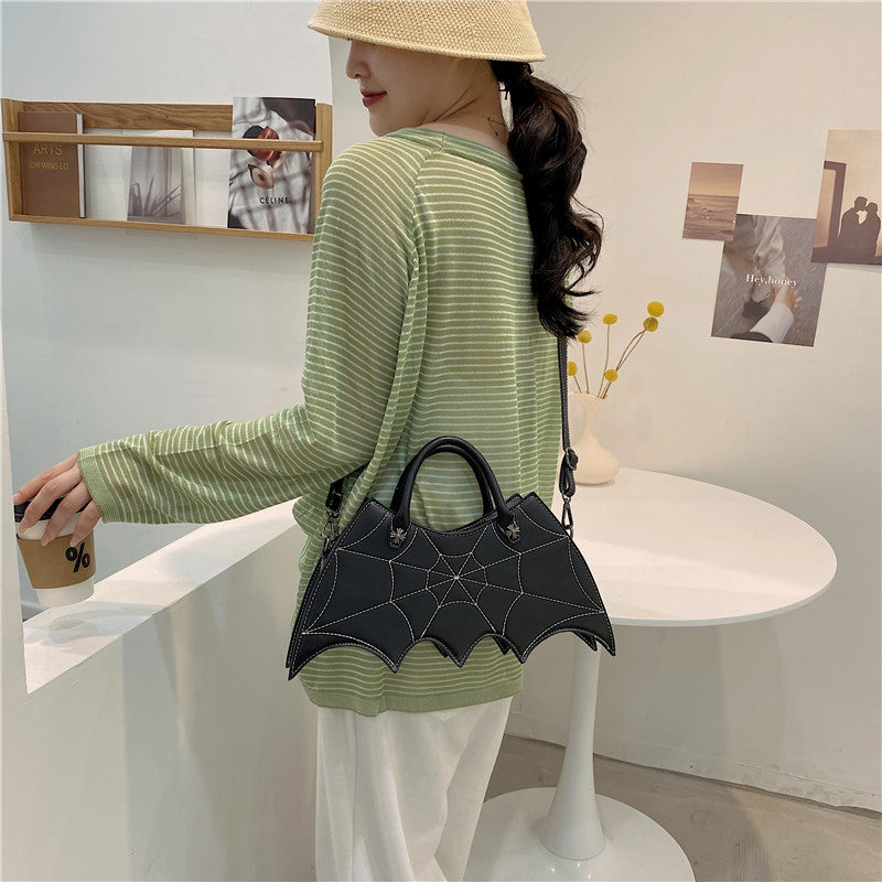 Halloween Spider Web Shape Shoulder Bags Personality Batgirl Tide Pu Handbags Fashoin Messenger Crossbody Bag Image