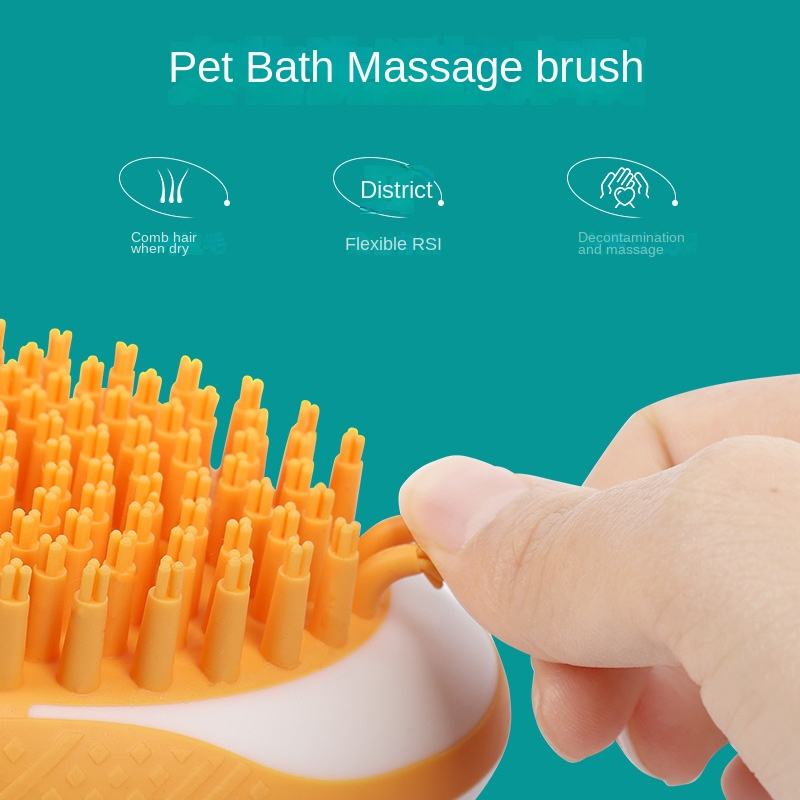 Dog Cat Bath Brush 2-in-1 Pet SPA Massage Comb Soft Silicone Pets Shower Hair Grooming Cmob Dog Cleaning Tool Pet Products Image