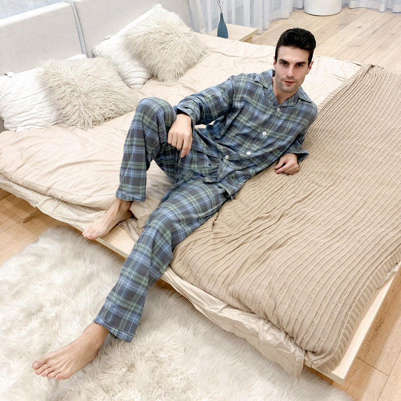 Men's Warm Cloth Flannel Pajama Suit Image