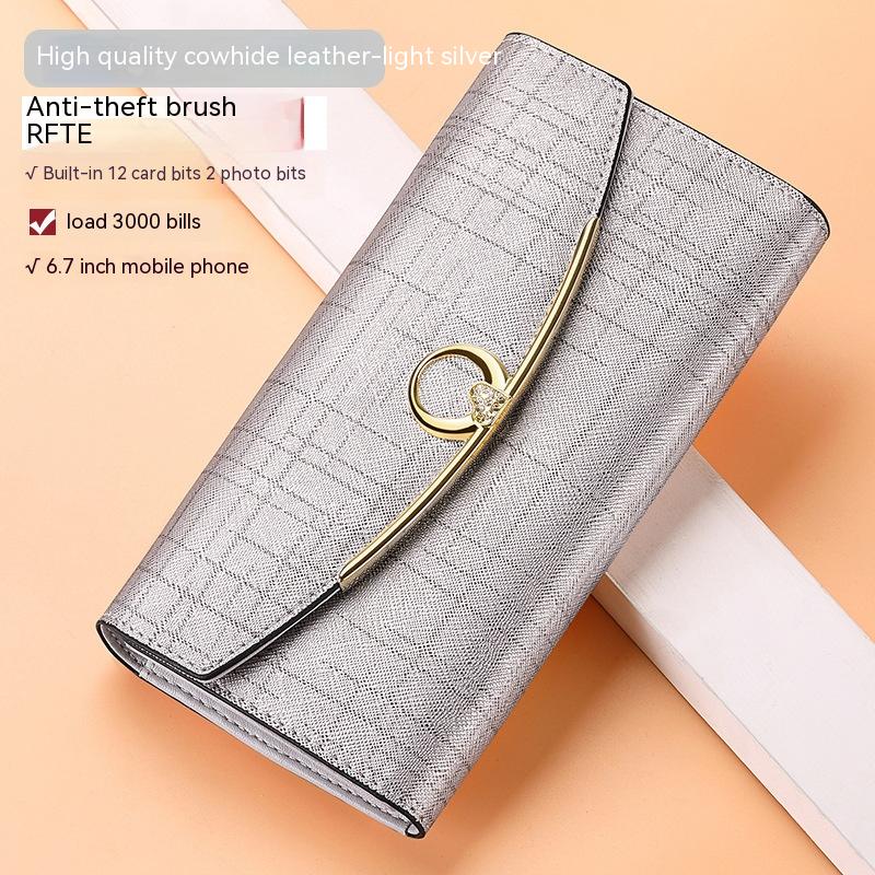 Women's Real Leather Long Large Capacity Wallet Clutch Bag Image