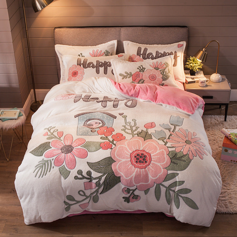 Four-piece Bedding With Velvet Sheets To Keep Warm Milk Velvet Image