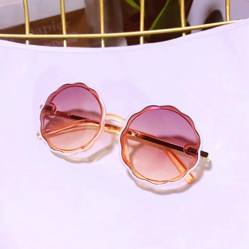 Kids Wave Frame Vintage Round Frame Sunglasses Image