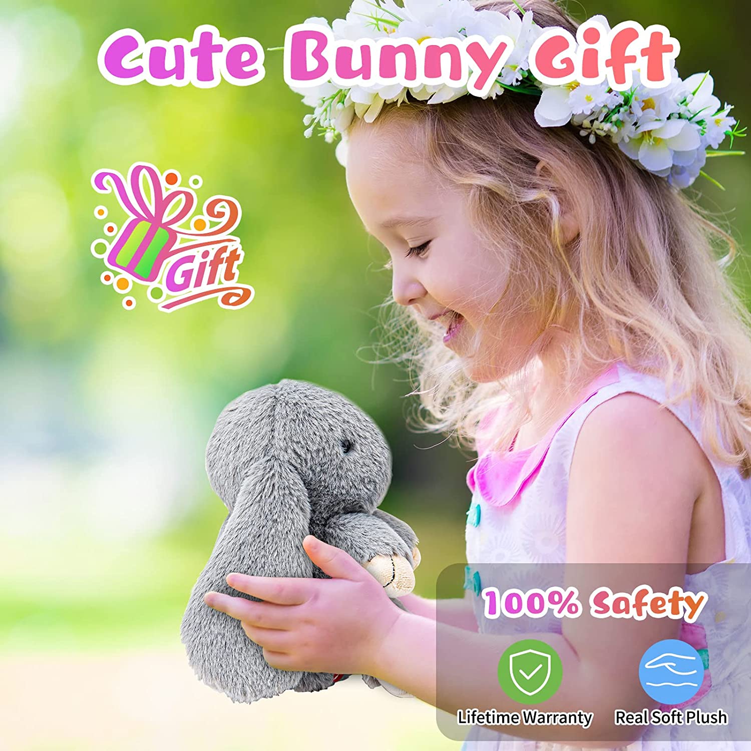 Talking Bunny Toys For Kids, Repeats What You Say, Interactive Stuffed Plush Animal Talking Toy, Singing, Dancing And Shaking For Girls Boys Image