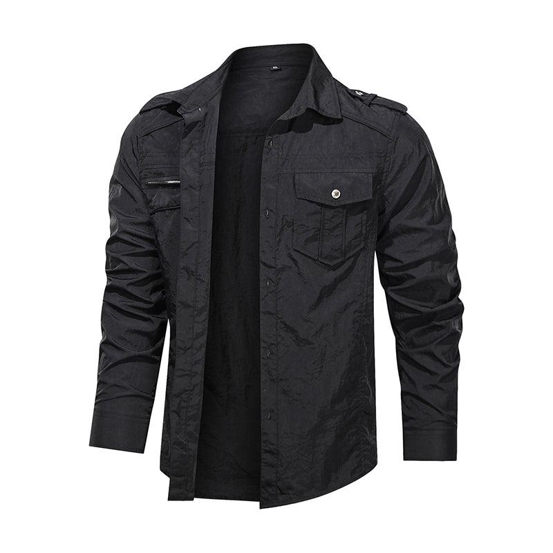 Men Shirt Outwear Military Thin Long Sleeve Shirts Quick-dry Solid Casual Fit Men Shirt Image