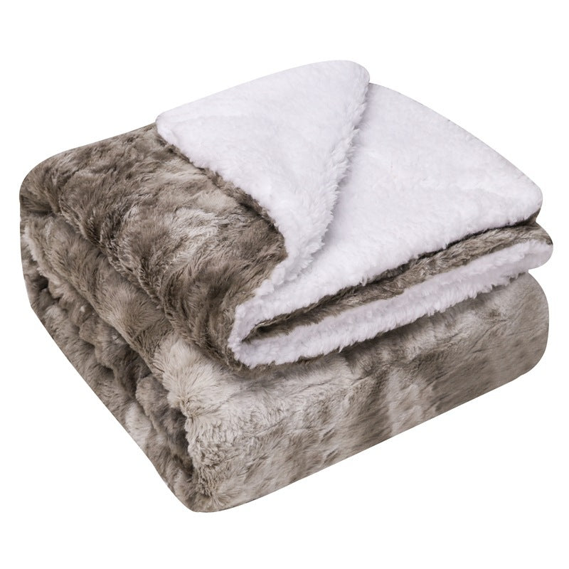 Thickened Flannel Lamb Wool Composite Double Blanket Leisure Blanket Gift Blanket Image