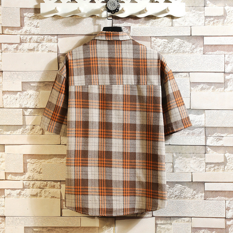 Men's Plus Size Casual Short-sleeved Plaid Shirt Image