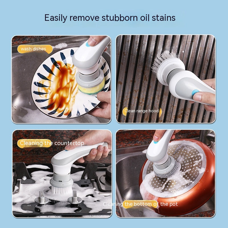 Electric Cleaning Brush 4 In 1 Spinning Scrubber Handheld Electric Cordless Cleaning Brush Portable Image