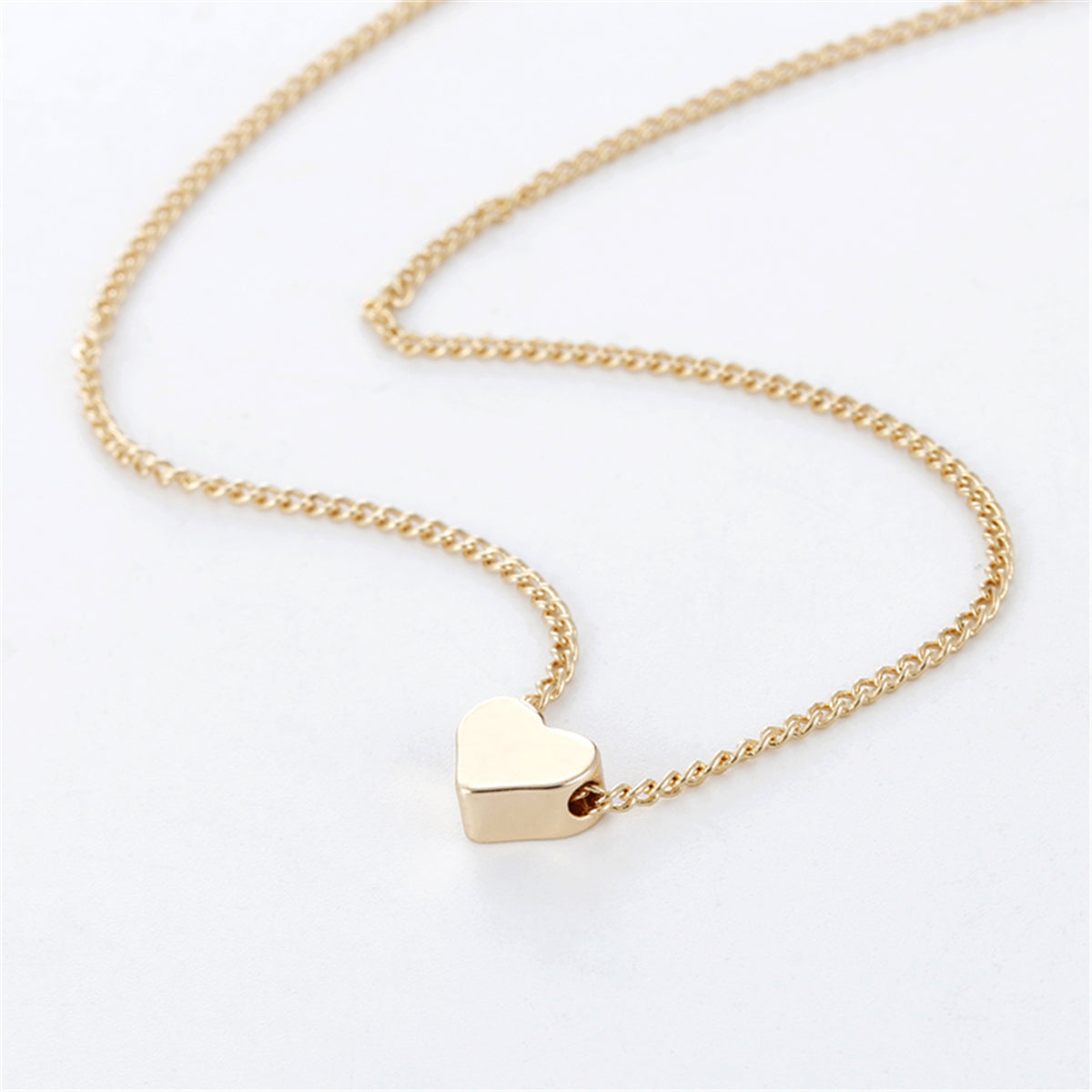 Simple Fashion Gold Color Double-sided Love Pendant Necklaces Clavicle Chains Necklace Women Jewelry Valentines Day Gift Image