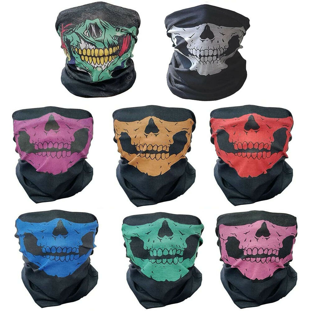 Skull Mask Half Face Bandana Skeleton Ski Motorcycle Biker Balaclava Tube Masks Image