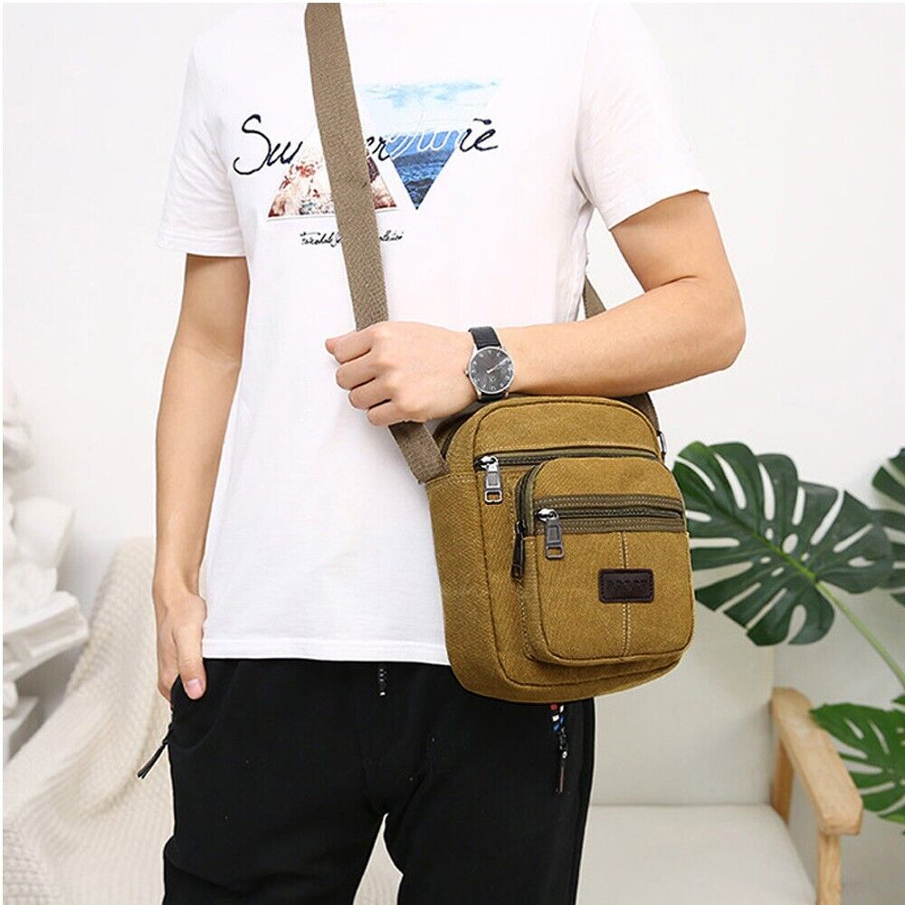 Men's Crossbody Messenger Bag Canvas Bags Casual Shoulder Satchel Handbag Pouch Image