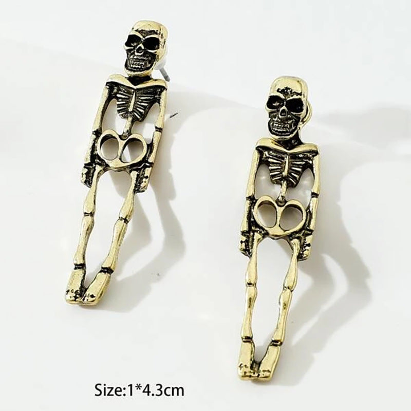 Halloween Earrings Skull Simulation Human Skeleton Detachable Stud Earrings Image