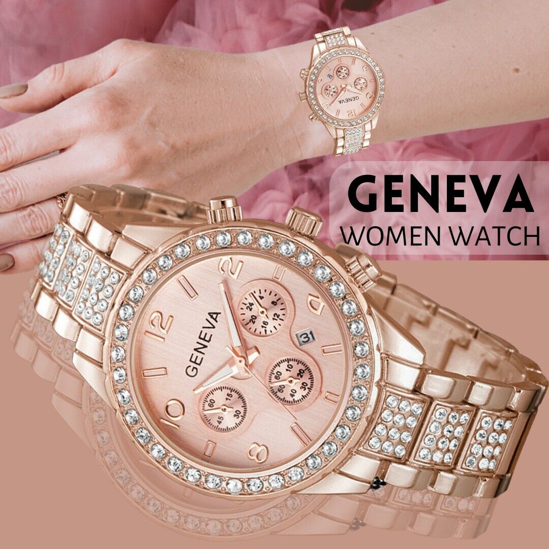 Women Classic Stainless Steel Crystal Quartz Round Analog Wrist Watch For Women Image