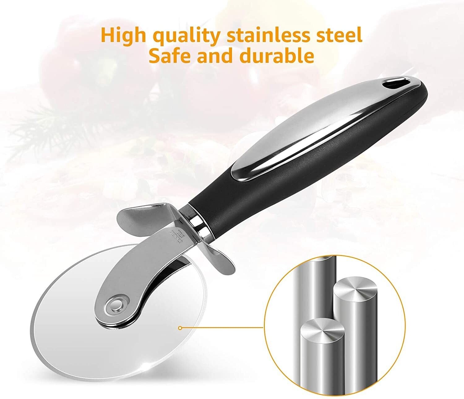 Pizza Cutter Wheel Kitchen Pizza Slicer Cutting Tool Stainless Steel Easy To Cut Image