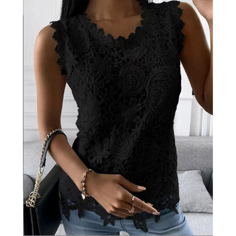 Flowers Lace Vest Women Summer Tops S-5XL Image