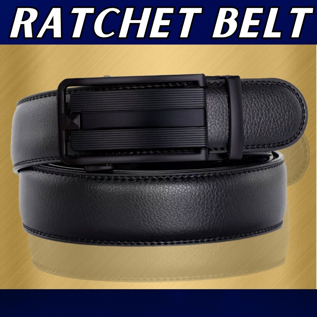 Men's Ratchet Belt Leather Mens Belt With Slide Buckle Ratchet Belts For Men USA Image