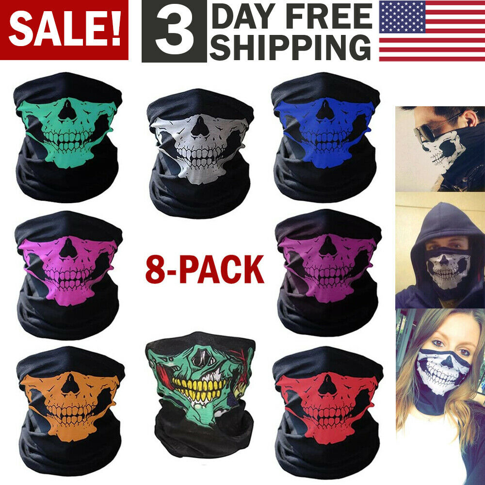 Skull Mask Half Face Bandana Skeleton Ski Motorcycle Biker Balaclava Tube Masks Image