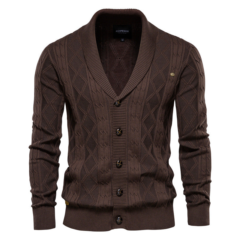 Men's Cardigan Sweater Padded Sweater Trend Image