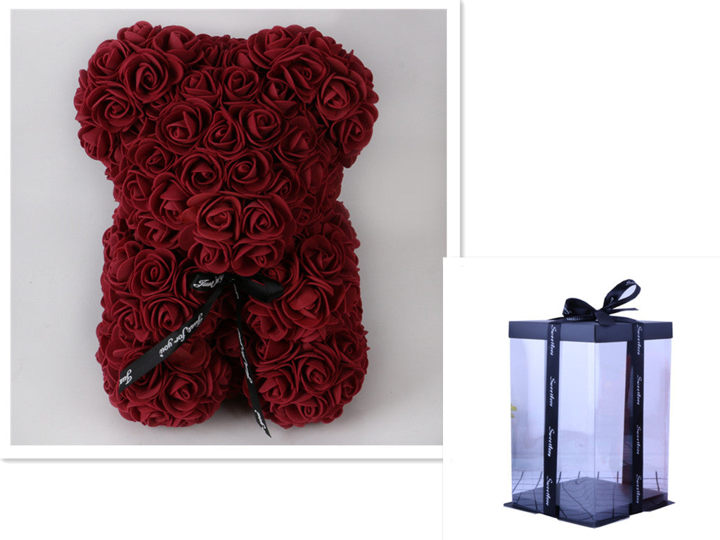 Valentine's Day Gift Rose Bear Eternal Flower Rose Teddy Bear PE Foam Bear 25cm Valentines Day Image