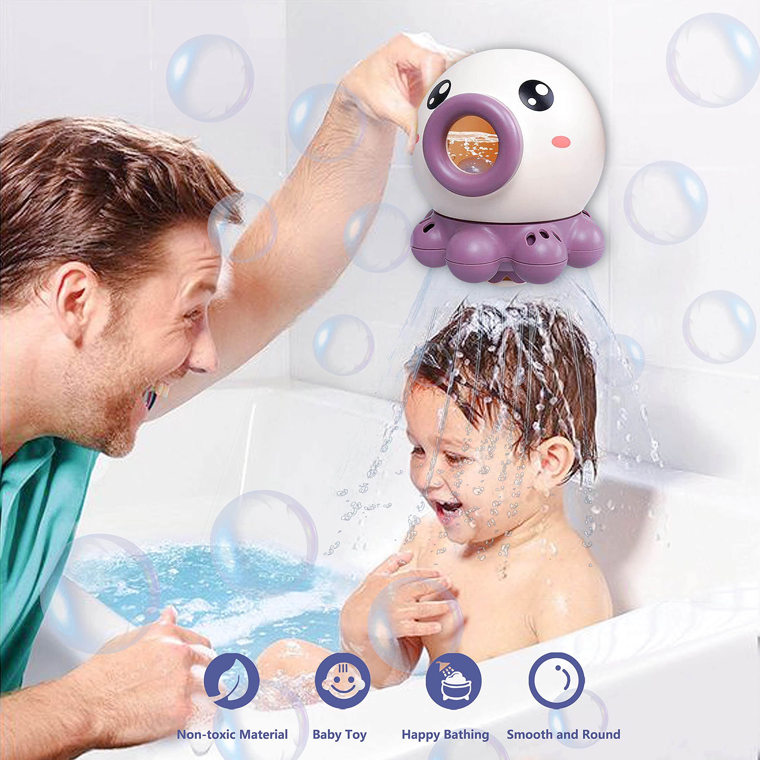 Octopus Fountain Bath Toy Water Jet Rotating Shower Bathroom Toy Summer Water Toys Sprinkler Beach Toys Kids Water Toys Image