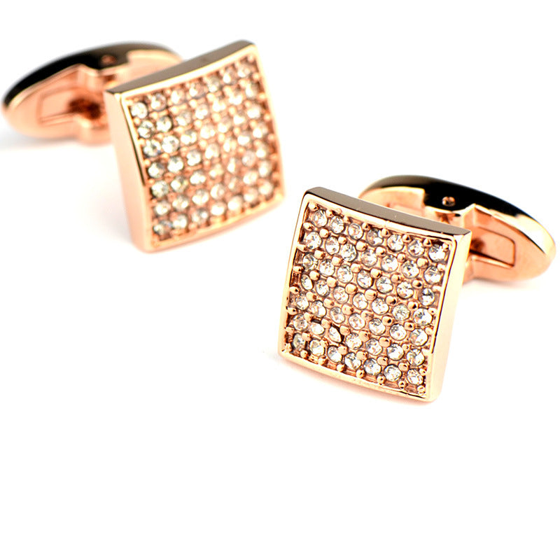 Full Diamond Precision White Diamond Cufflinks Rose Gold French Cufflinks Image