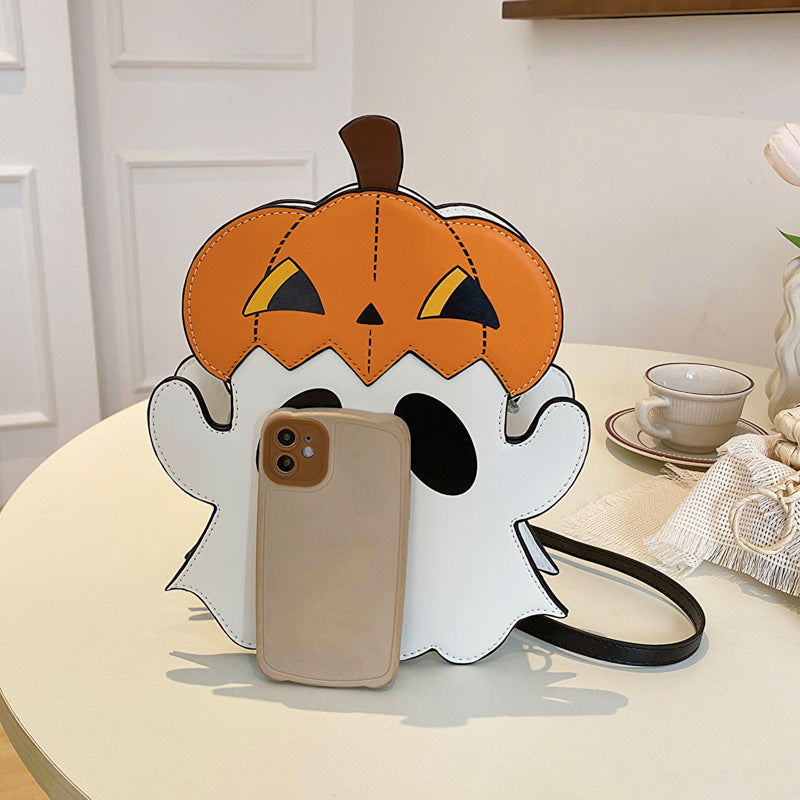 Halloween Shouder Bags Creative 3D Cartoon Pumpkin Ghost Design Cute Bags Women Cell Phone Purses Novelty Personalized Candy Crossbody Bags Image