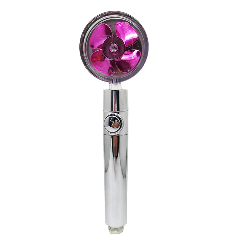 Propeller Driven Shower Head With Stop Button And Cotton Filter Turbocharged High Pressure Handheld Shower Nozzle Image