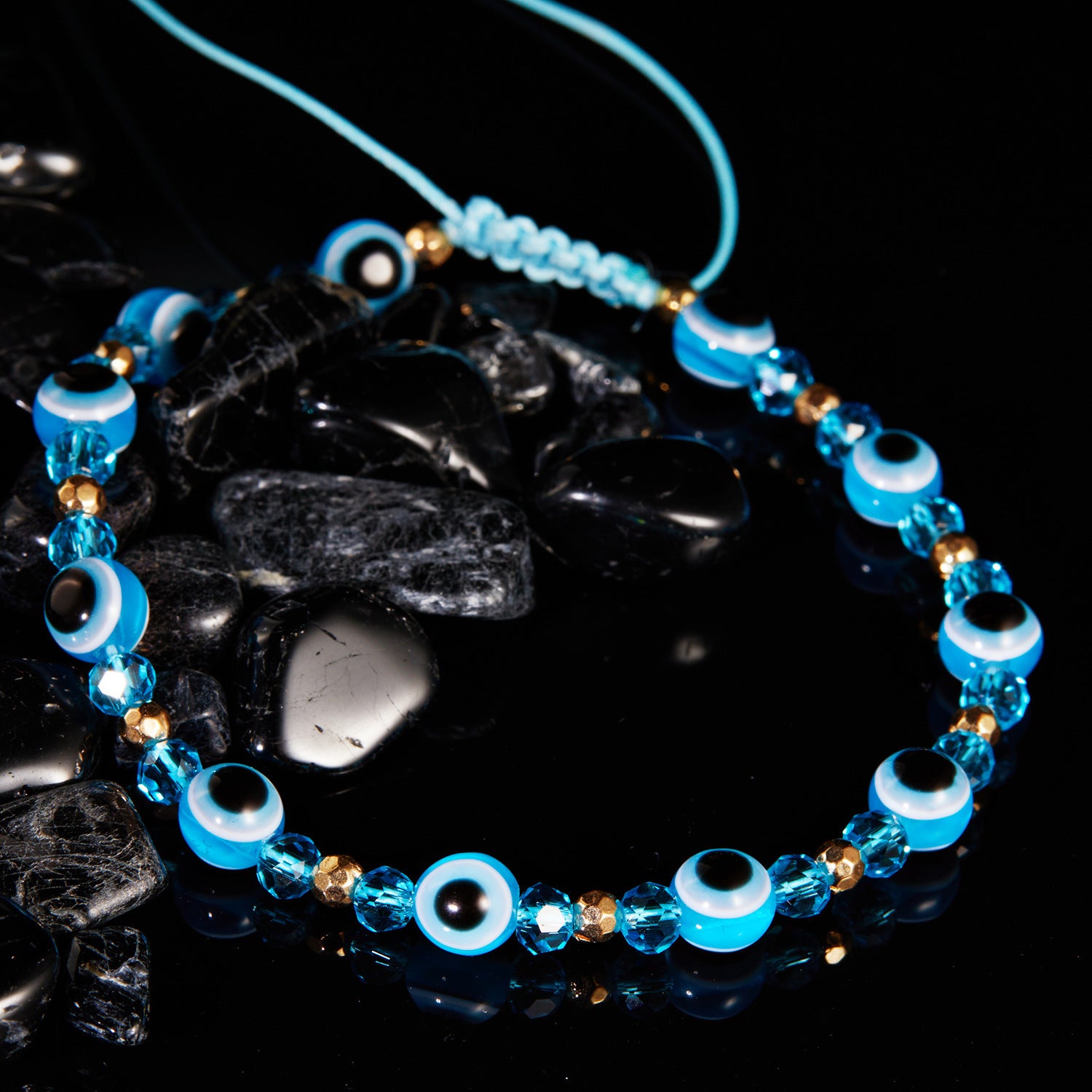 Eye Crystal Bead Pull Adjustable Bracelet Image