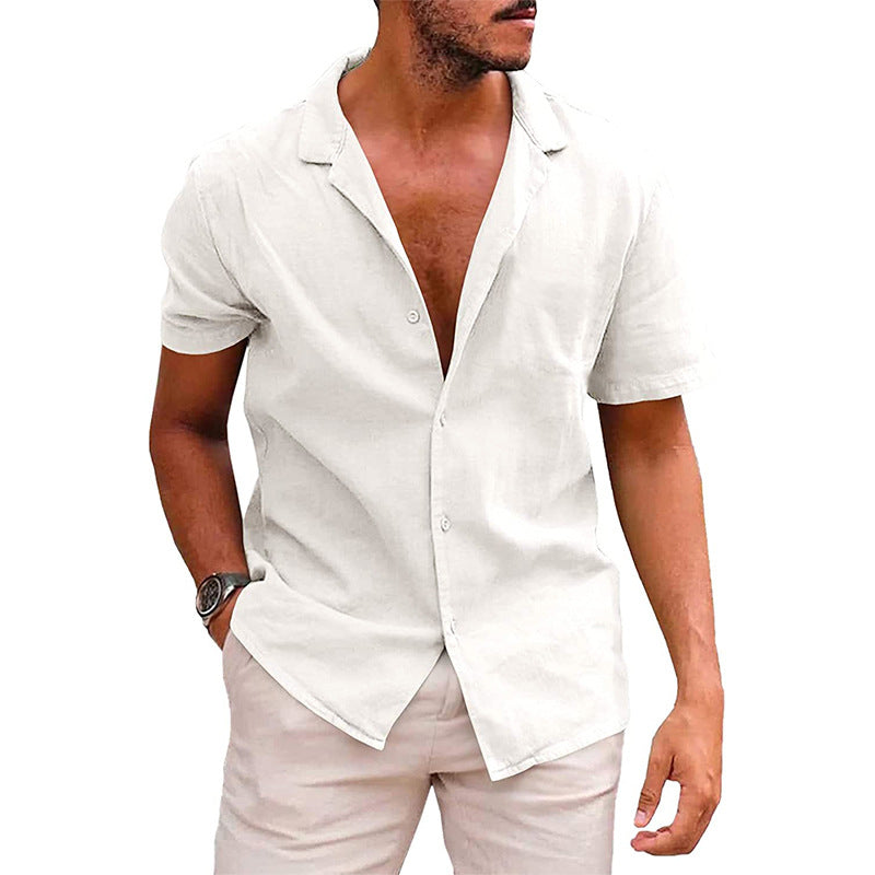 Men's Tops Casual Button Down Shirt Short Sleeve Beach Shirt Summer Image