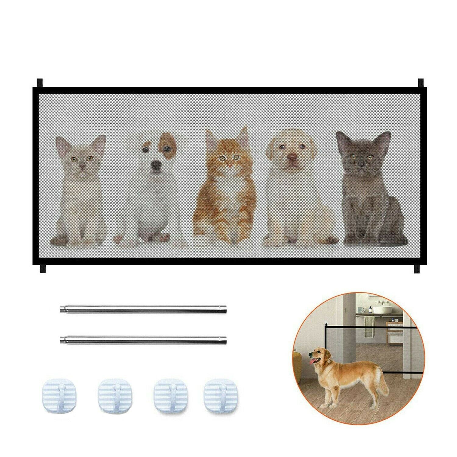 Pet Dog Fence Gate Safe Guard Safety Enclosure Dog Fences Dog Gate The Ingenious Mesh Magic Pet Gate Pet Supplies Dropshipping Image