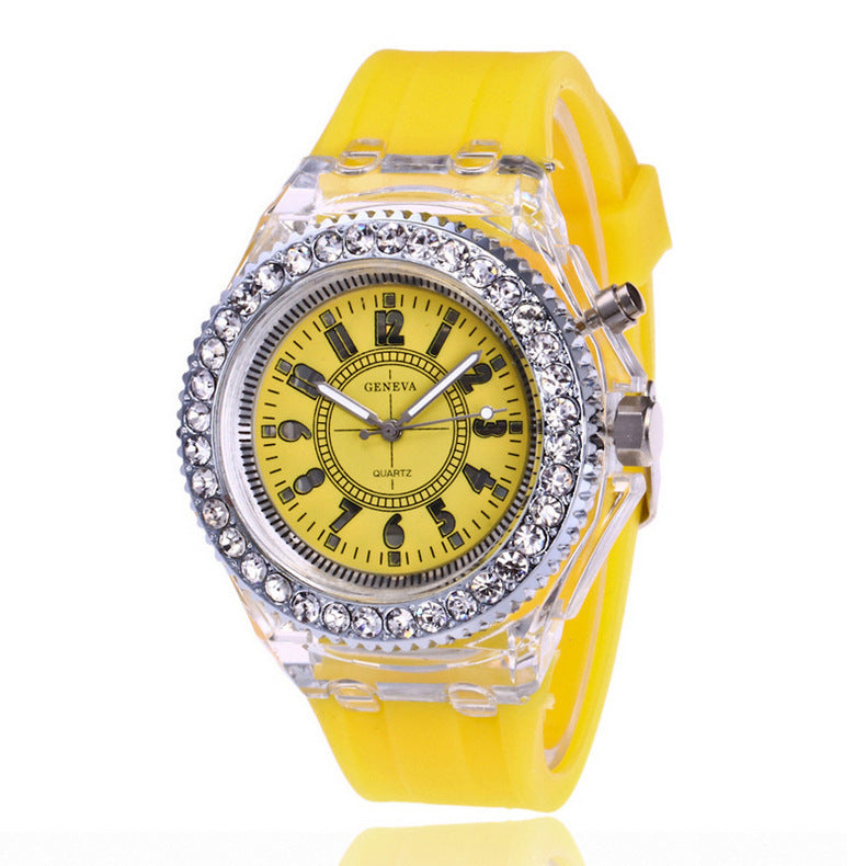 LED Luminous Watches Geneva Women Quartz Watch Women Ladies Silicone Bracelet Watches Image