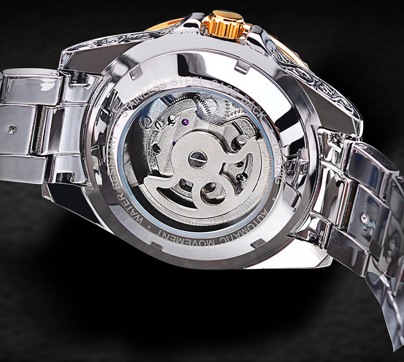 Forsining Skeleton Carved Tourbillon Mechanical Watches Luxury Men's Wristwatch Image