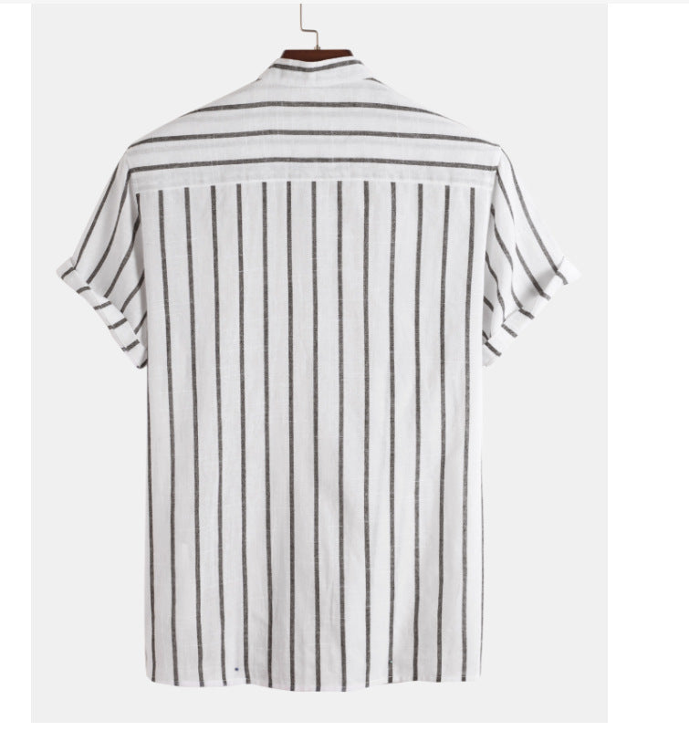 Oversized Striped Linen Men's Shirt Image