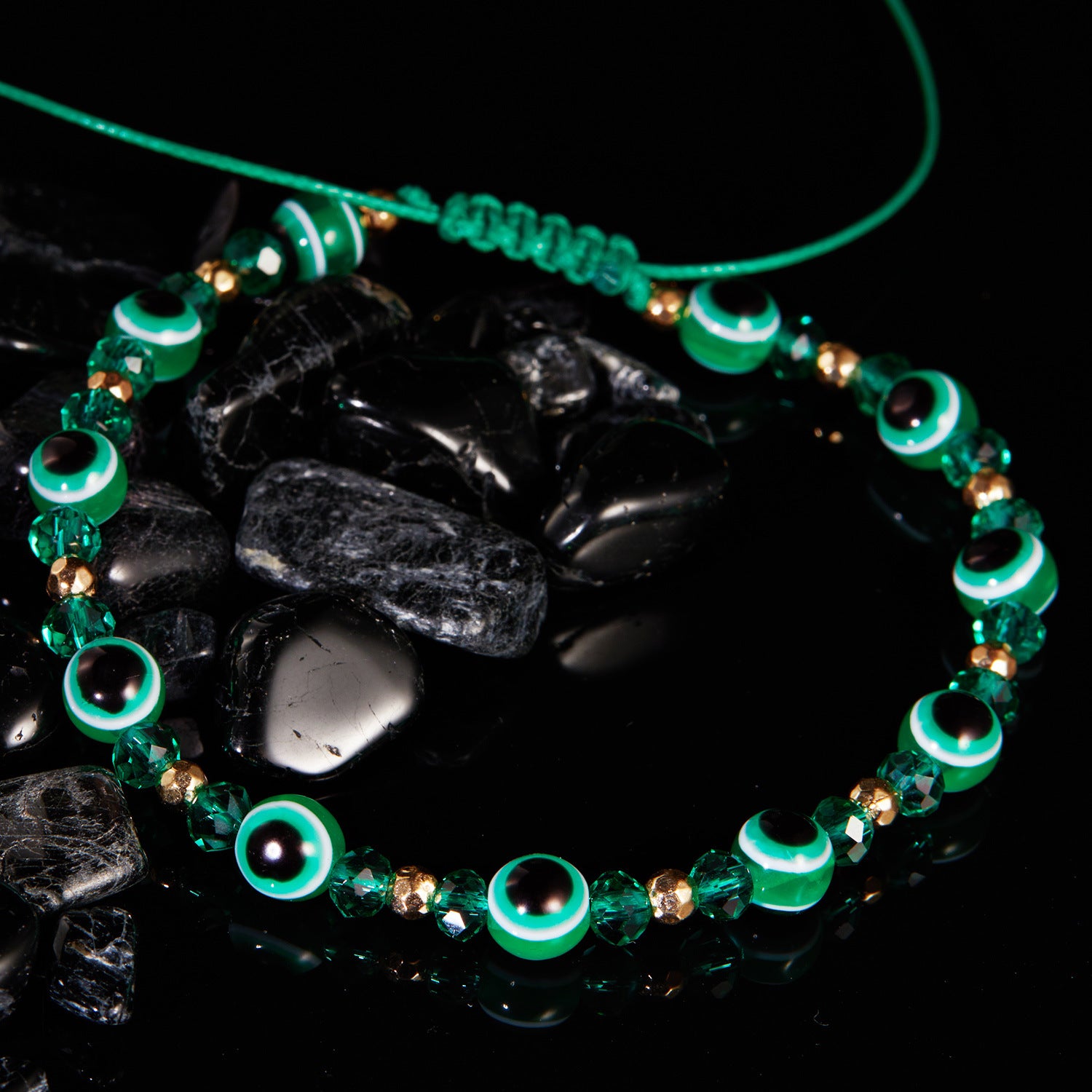 Eye Crystal Bead Pull Adjustable Bracelet Image