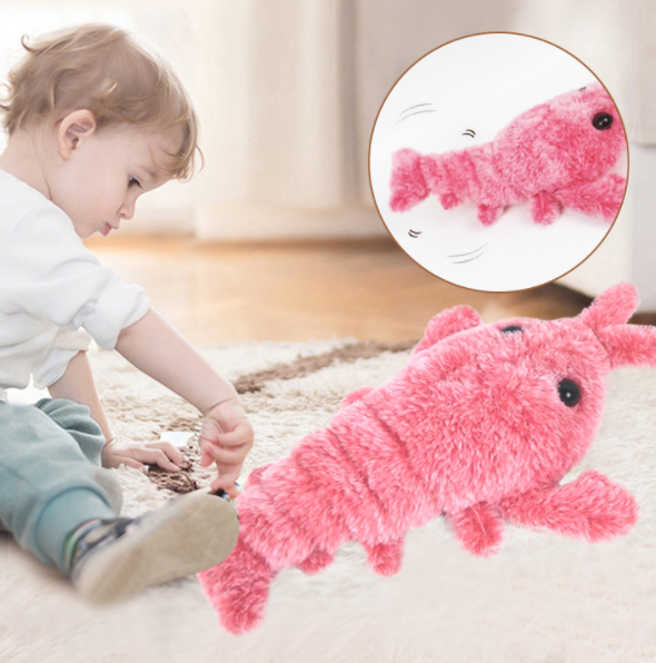 Pet Toys Electric Jumping Shrimp USB Charging Simulation Lobster Funny Cat Plush Pets Toy Image