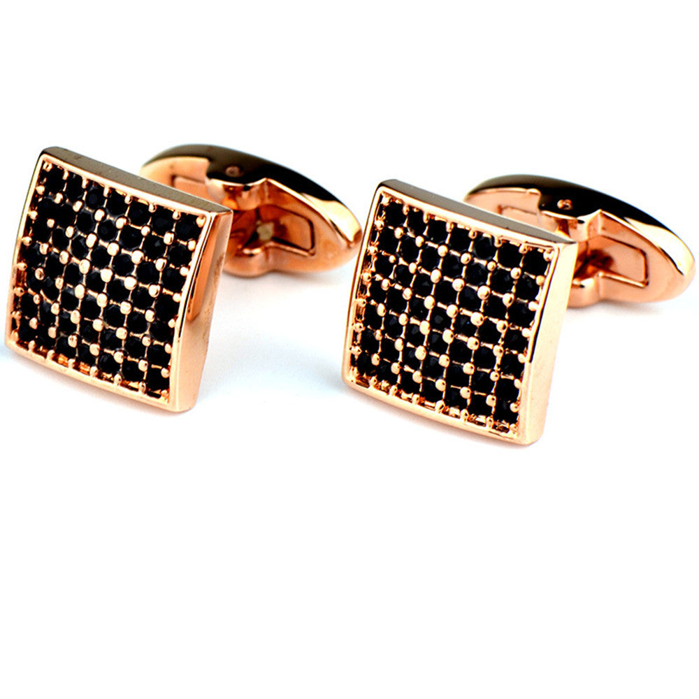 Full Diamond Precision White Diamond Cufflinks Rose Gold French Cufflinks