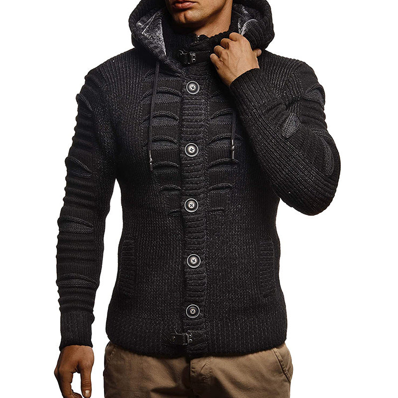 Sweater Men's Hooded Knitted Cardigan Jacket Image