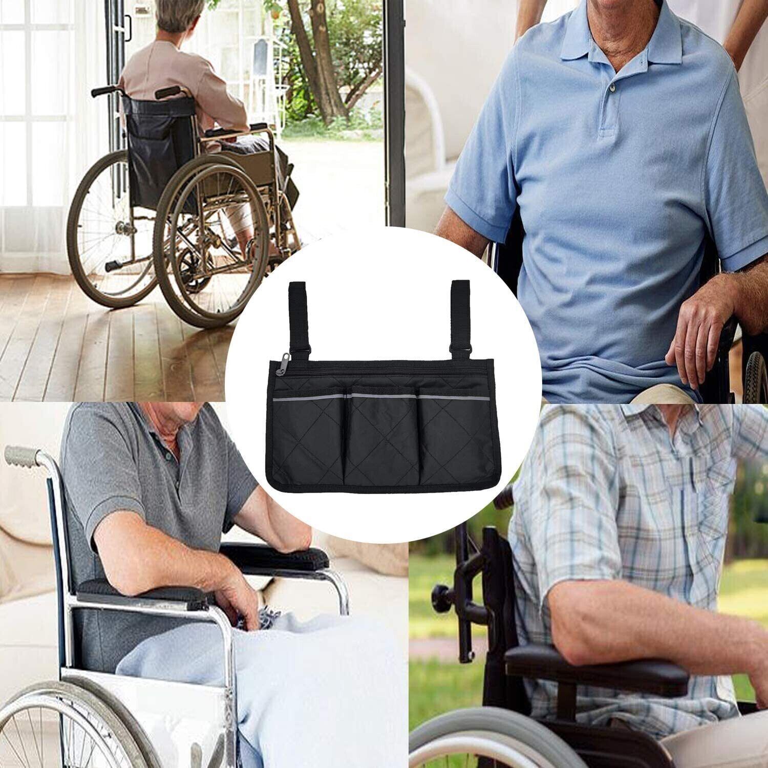 Wheelchair Armrest Accessories Side Bags To Hang On Side Pouch With Bright Line Image