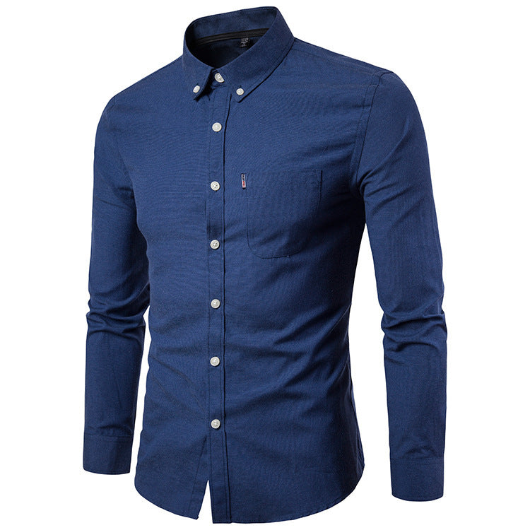 Men S Shirts Korean Men Slim Long Sleeve Dress Shirt Image