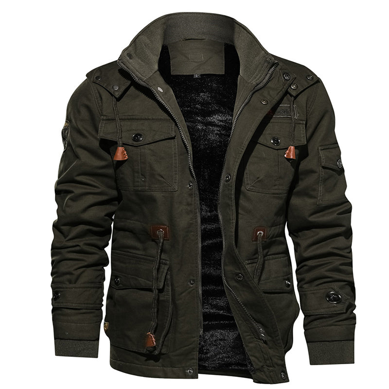 Men Winter Fleece Jacket Warm Hooded Coat Thermal Thick Outerwear Male Military Jacket Image