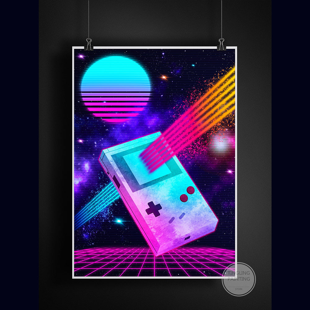 Retro Neon Game Poster Canvas Painting Image