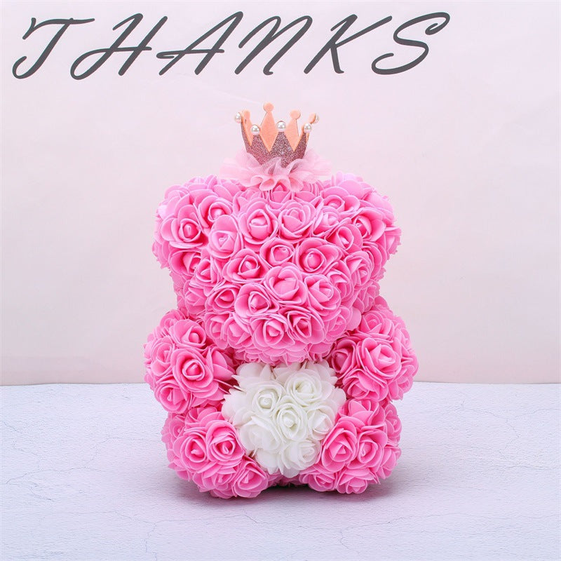 Valentine's Day Gift Rose Bear Eternal Flower Rose Teddy Bear PE Foam Bear 25cm Valentines Day Image