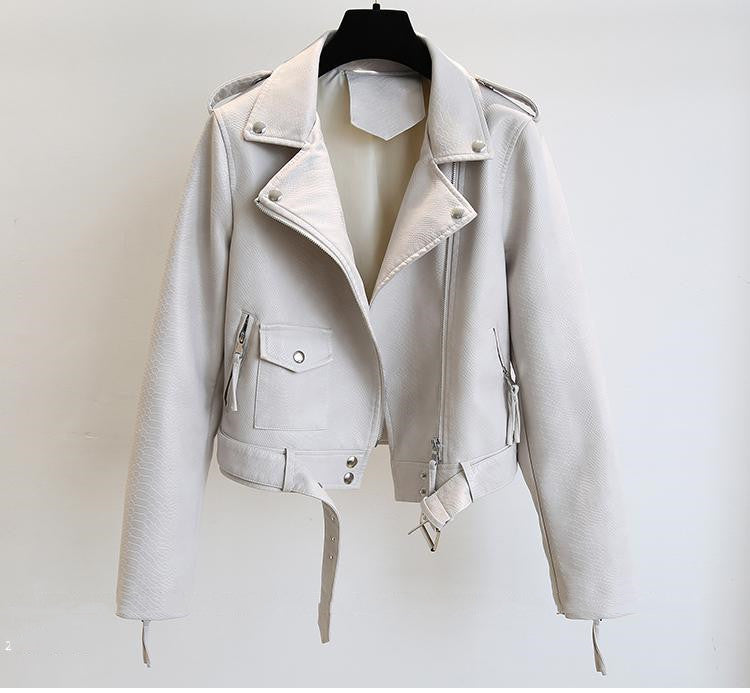 Women's Short Leather Jacket Spring And Autumn Image