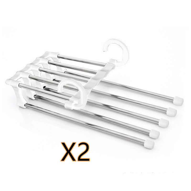 5 In 1 Wardrobe Hanger Multi-functional Clothes Hangers Pants Stainless Steel Magic Wardrobe Clothing Hangers For Clothes Rack Image