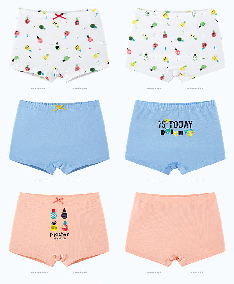 Creative Print Cotton Girls Underwear Boxer Set Image