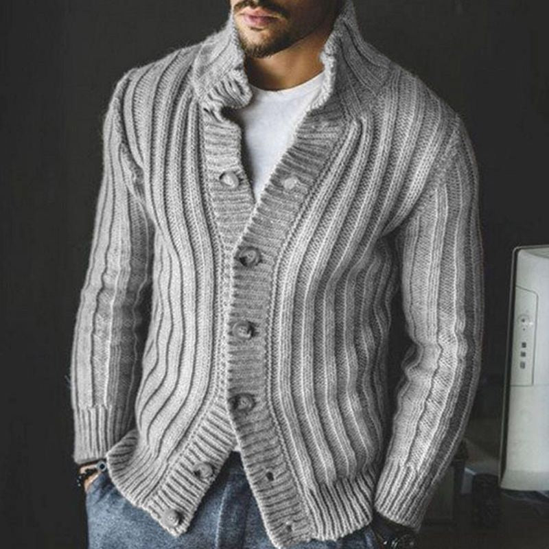 Men's Casual Single-breasted Knitted Sweater Image