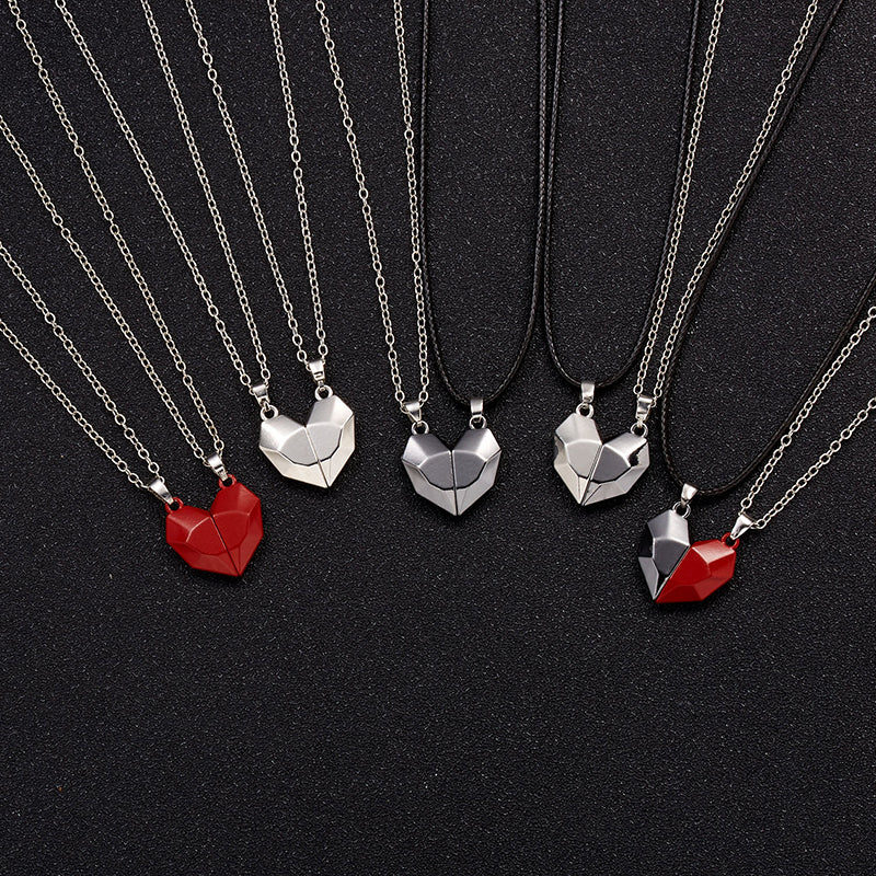 Creative Magnet Necklace Love Heart Broken Men And Women Image