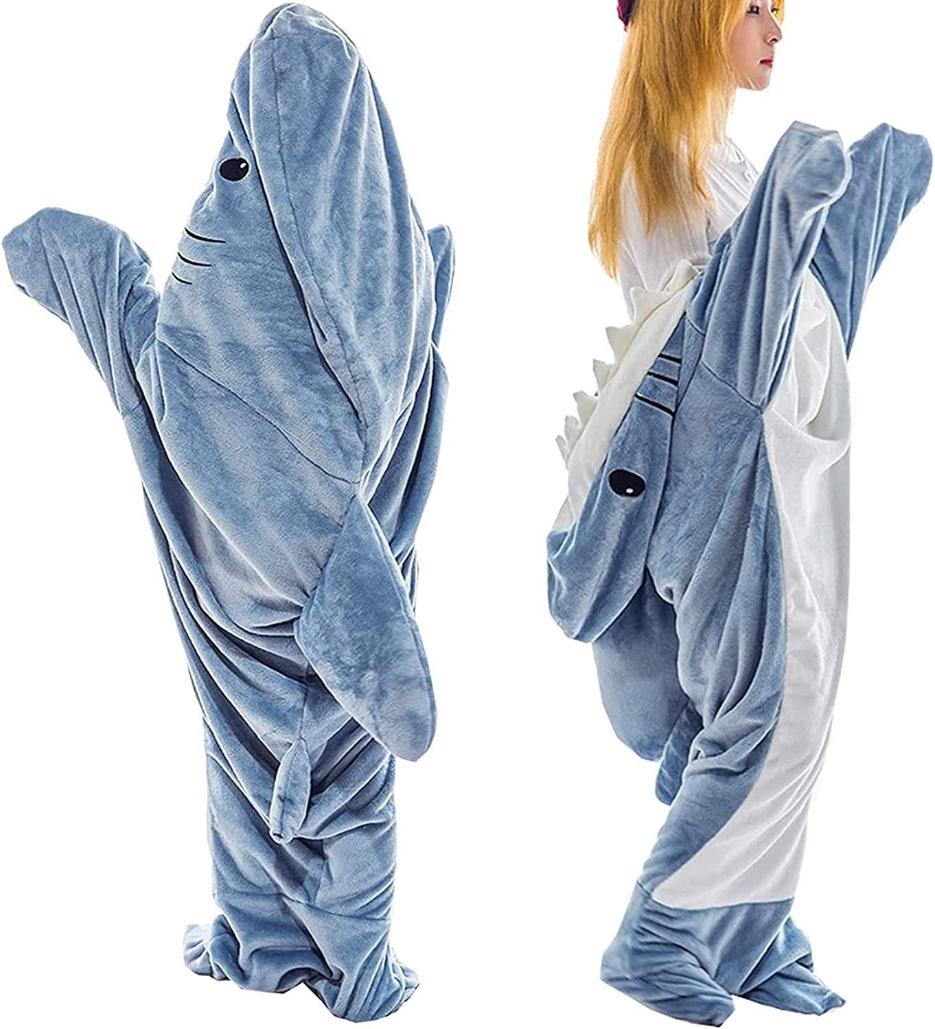 Home Soft Flannel Shark Blanket Hoodie Image