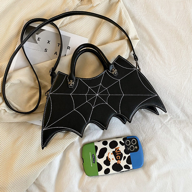 Halloween Spider Web Shape Shoulder Bags Personality Batgirl Tide Pu Handbags Fashoin Messenger Crossbody Bag Image